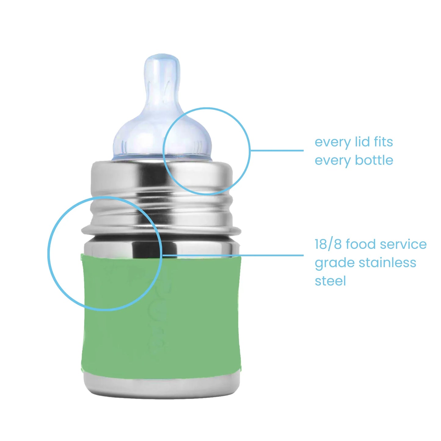 Kiki™ 150ml Stainless Steel Baby Bottle - Slow flow