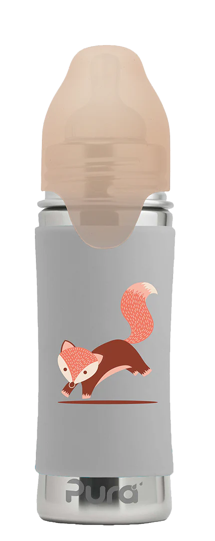 Pura Kiki™ 325ml Stainless Steel Baby Bottle - Medium flow