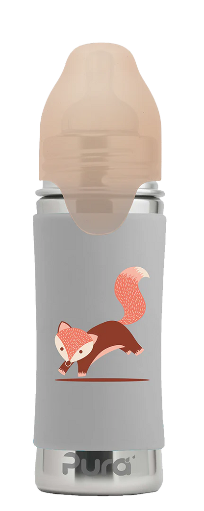 Pura Kiki™ 325ml Stainless Steel Baby Bottle - Medium flow